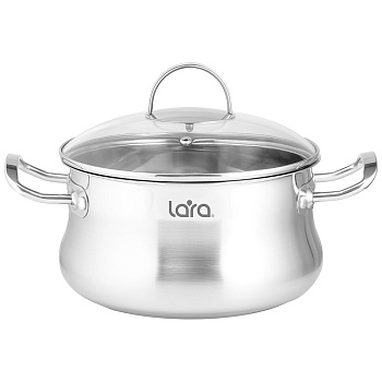 Кастрюля LARA LR02-54 Gracia 24x12см, 5.4л, оцинк литые ручки,капсул индукц дно, крышка