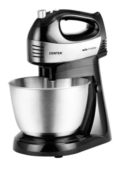 1. Миксер с чашей Centek CT-1124 (черн-сталь) 600Вт, 5 скоростей +турбо, чаша 3.0л