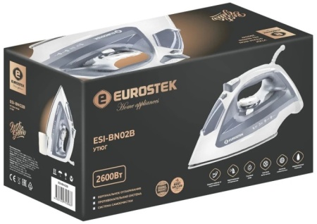 5. Утюг EUROSTEK ESI-BN02B 2,6кВт,350мл,керам.подошва