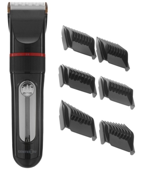2. Машинка для стрижки Centek CT-2101 3 Вт, LED, Li-Ion1200 до 3 часов, USB зарядка, 6 насадок