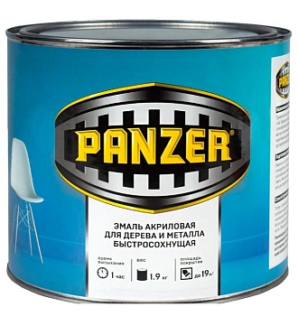 Краска эмаль АКРИЛОВАЯ белая полуглянцевая1.9кг PANZER