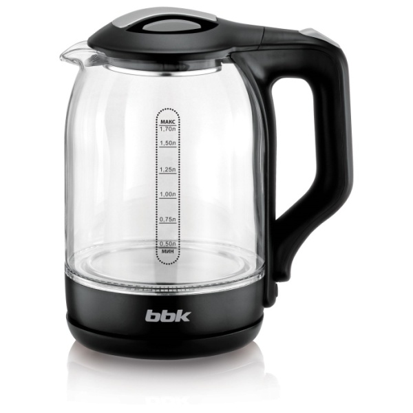 1. Чайник BBK EK1724G черный, 1,5л, 2,2кВт, диск