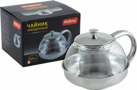 2. Чайник заварочный MALLONY Menta-600 0,5л стекло