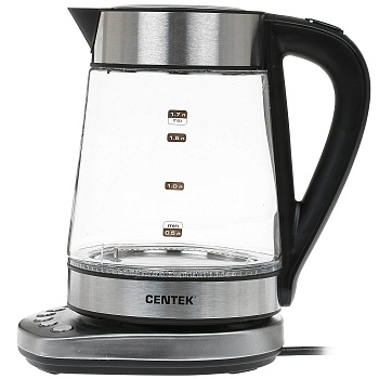 Чайник Centek CT-0060 Dubai, 1.7л 2200Вт, стенд с 4 темп. режимами, LED-подсветка, отделка нерж.