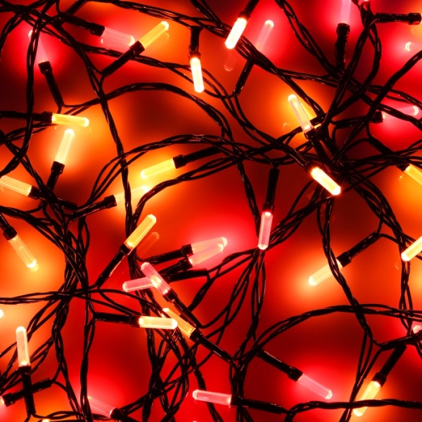 1. Гирлянда электр. вьюн 9м, 100LED-призма,Тропический закат, коралл.,красн., 8реж