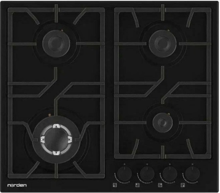 1. Газовая панель NORDEN AZTECH 6L3GT MBL FFD матовый чёрный