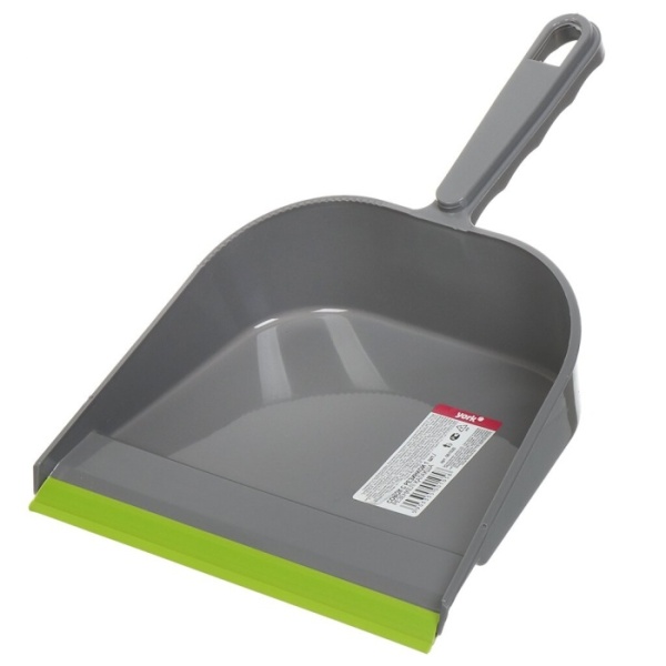 Совок для мусора, пластик, с резиновой кромкой, пластиковая ручка, в ассортименте, York, 061020-3161
