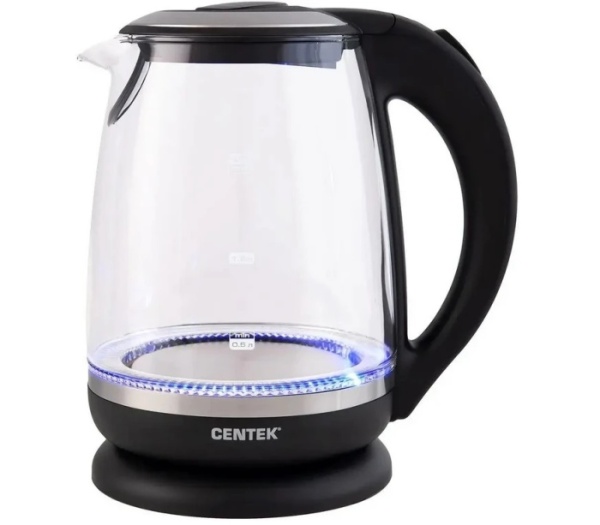 1. Чайник Centek CT-0015 стекло, 2.0л, 2200Вт, внутренняя LED подсветка, кнопка