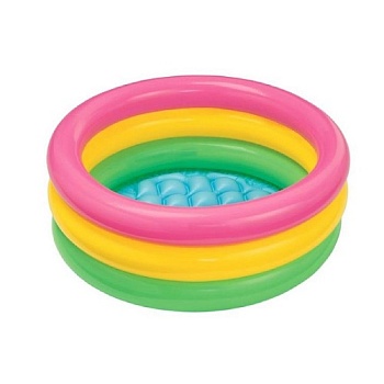 Бассейн надувной Радуга 34л 61x22см надувное дно, от 1 до 3 лет 57107