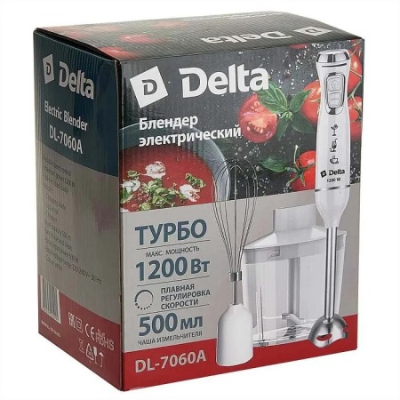 3. Блендер DELTA DL-7060A белый 1,2кВт,р-м Турбо