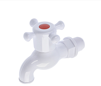 Кран водоразборный ручка крест, шаровый механизм, белый